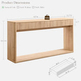 OKD 63" Fluted Console Table for Entryway, Modern Entryway Table with 2 Large Drawers, Long Sofa Table Behind Couch for Living Room, Hallway, Couch, Foyer，Natural Oak OKD