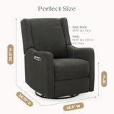 Delta Children Mercer Electronic Power Recliner and Swivel Glider with USB Port in LiveSmart Performance Fabric - Water Repellent & Stain Resistant, Dark Grey