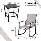Vongrasig 3 Piece Outdoor Rocking Bistro Set, Textilene Fabric Small Patio Furniture Set, Front Porch Rocker Chairs Conversation Set with Glass Table for Lawn, Garden, Balcony, Poolside (Taupe) Vongrasig
