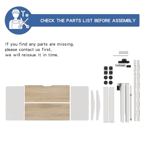 bilbil Height Adjustable Electric Standing Desk, 55 x 24 Inches Sit Stand up for Work Office Home, Ergonomic Rising Computer Table with Memory Preset with Splice Desktop (Oak, White) bilbil