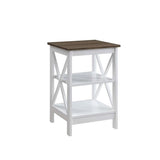 Convenience Concepts Oxford End Table 15.75" - Modern Living Room Table with Storage Shelves, Transitional Nightstand Side Table for Home Decor and Display, Driftwood/White Convenience Concepts