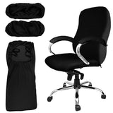 Tatuo 3 Pcs Computer Office Chair Cover Universal Rotating Chair Slipcovers Protector Removable Washable Office Armrest Covers with Zipper for High Back Seat Backrest(L,Waffle,Black) Tatuo