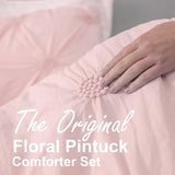 Swift Home Twin/Twin XL Baby Pink Rose Blush Comforter Set - Ruched 3D Floral Pintuck Bedding Set - 2 Pieces Bed Linen, 1 Comforter and 1 Pillow Sham Swift Home