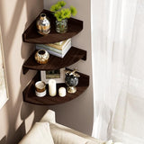 Alsonerbay Corner Shelf Wall Mount, Set of 3 Floating Shelves for Storage and Display, Rustic Wood Shelves for Bedroom, Kitchen, Living Room, Nursery and Office (Dark Brown) Alsonerbay