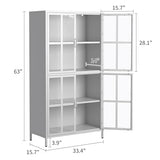 Metal Storage Cabinet with Glass Doors, Adjustable Shelves, 72 x 36 x 16 in WoodArtSupply