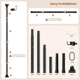 Abiglifty Room Divider Curtain Rods No Drilling, Adjustable 4-10Ft(H) Wall Divider for Room Separation, Temporary Privacy Tension Curtain Rods, Freestanding Space Room Separator, Black Abiglifty