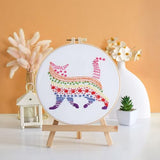 Louise Maelys Embroidery Kits for Beginners Adults,Cat Stamped Pattern Practice for Starters,Cross Stitch Kit Including Hoop,Cloth,Needles, Instruction and Threads