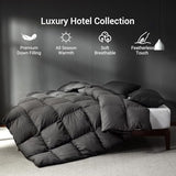 Saisier Grey Goose Feather Down Comforter King Size, Premium All Season Duvet Insert, 750+ Fill Power 1200TC Cotton Blend Fabric Hotel Style Comforter, 50 Oz Lightweight (106x90, Dark Grey) Saisier