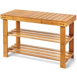 Leaf & Grain Bamboo Shoe Rack - Shoe Storage Bench for Front Door Entrance - Entryway Bench with Shoe Shelf, Shoe Storage Organizer, Wooden Shoe Rack, Durable Shoe Bench for Home (Natural) Leaf & Grain