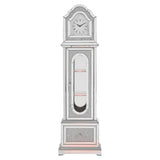 Acme Noralie Wood Frame Grandfather Clock with LED in Mirrored and Faux Diamonds Acme