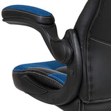 Flash Furniture X10 High-Back LeatherSoft Racing Style Gaming Chair with Flip-Up Arms, Ergonomic Padded Swivel Computer Chair, Blue/Black Flash Furniture