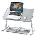 SAIJI Leather Lap Desk Laptop Bed Tray Table, Adjustable Laptop Stand for Bed, Portable Lightweight Standing Desk for Writing Eating Reading Couch Sofa Floor for Adults Kids (20.5"*11.8",Gray) SAIJI