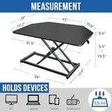 JD Concept 32 inch Black Corner Standing Desk Converter, Assembled One-Click Sit to Stand up Desk Riser, for Dual Monitor and Laptop Height Adjustable Workstation JD Concept