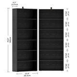 IRONCK Vintage Black 6-Tier Bookshelves Set of 2 - Tall Floor Standing Storage for Home Office and Living Room IRONCK