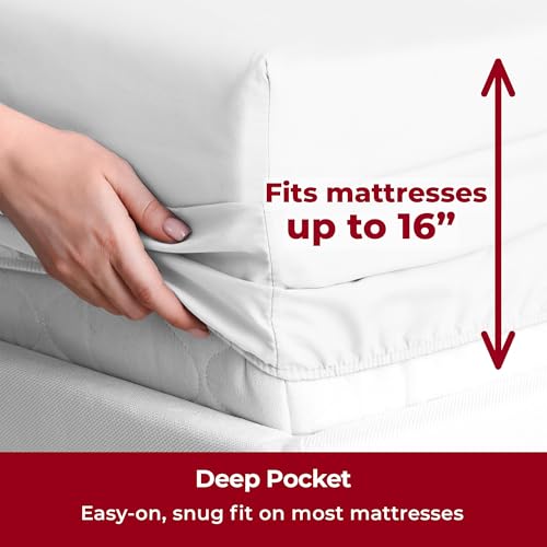 Mellanni Twin Sheets Set - 3 PC Iconic Collection Bedding - Hotel Luxury, Extra Soft, Cooling Bed Sheets - Wrinkle, Fade, Stain Resistant (Twin, White) Mellanni