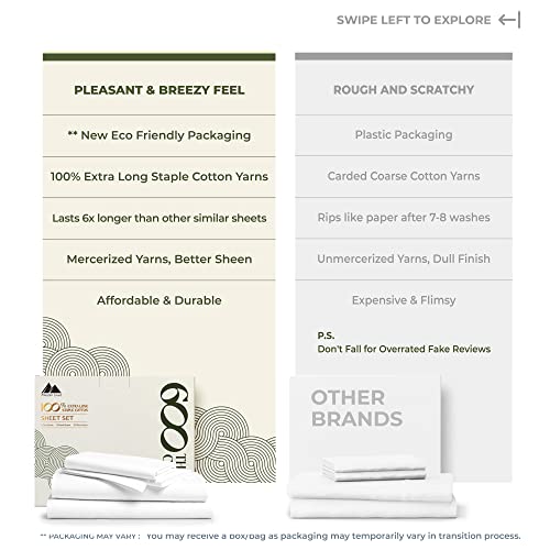 Mayfair Linen 100% Egyptian Cotton Full Size Sheets Set - 4 PC Luxury Set, 600 Thread Count Egyptian Cotton Sheets Full Size (White), Ultra Soft, Cooling, 16" Deep Pocket Sateen Weave Hotel Bedsheet Mayfair Linen