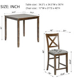 Trygoal Dining Table Set for 4, Modern 5 Piece Dining Room Table Set with Square Table & 4 X-Shaped Backrest Upholstered Chairs, Counter Height Kitchen Chairs Set for Small Space, Walnut Trygoal