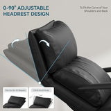 OKUP Reclining Office Chair with Adjustable Headrest and Footrest, 170° Ergonomic Comfortable Office Chair Zero Gravity, Leather Executive Home Office Desk Chair (Black) OKUP