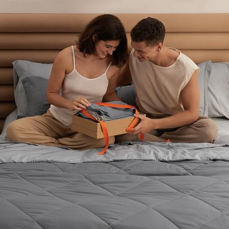 Bedsure Full Size Comforter Set - 7 Pieces Reversible Grey Bedding, Full Size Bed Set for All Seasons, Bed in a Bag with Down Alternative Comforter, Sheets, Pillowcases & Shams Bedsure