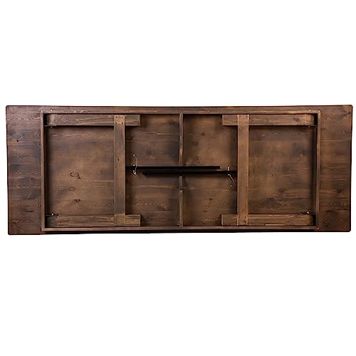 Flash Furniture Hercules Commercial Grade Farmhouse Dining Table | Solid Pine Foldable Table for 10 in Antique Rustic | Rustic Charm for Home and Events - WoodArtSupply