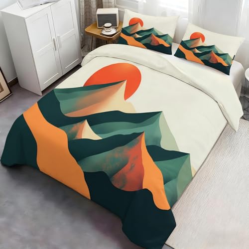 YFIOYI Mountains Duvet Cover Sets, Minimalist Bedding Set, Warm Ultra Soft Microfiber 3 Piece Bedding Set, with Zipper（Long Single） YFIOYI