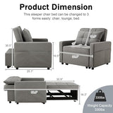 Yosonch Sofa Bed Chair Convertible ，Sleeper Sofa with Pull-Out Bed ，3-in-1 Futon Couch with Reclining Backrest and Side Pocket (Dark Grey, 35.6‘) Yosonch
