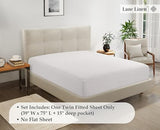 Twin Fitted Sheet Only - Classic Jersey Knit, 4 Way Elastic Stretch - 15" Deep Pocket Fitted Bottom Sheet Only - Ultra Soft, Easy Care & Stays Secure All Night - Hotel Inspired Home Sleep - White LANE LINEN