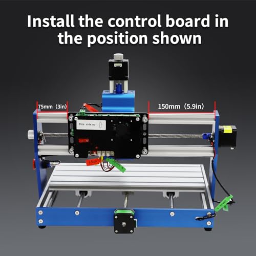 WolfPawn CNC Router Machine 3018 Blue All-Metal for Beginner with Emergency-Stop 3 Axis GRBL Control Engraving Machine Milling Carving for Wood Acrylic MDF PVC Plastic, 300X180X60mm (775Motor) WolfPawn