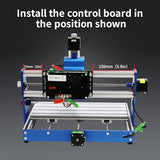 WolfPawn CNC Router Machine 3018 Blue All-Metal for Beginner with Emergency-Stop 3 Axis GRBL Control Engraving Machine Milling Carving for Wood Acrylic MDF PVC Plastic, 300X180X60mm (775Motor) WolfPawn