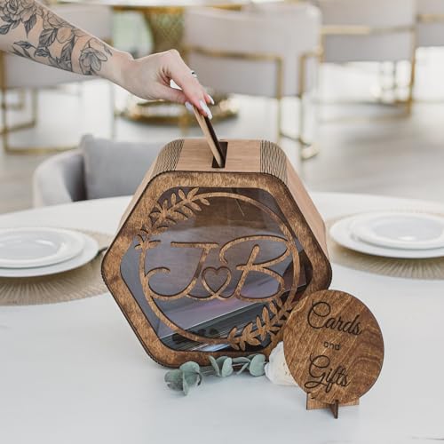Wedding Card Box Personalized - Rustic Wedding Decorations for Reception Inside - Wood Card Box For Wedding Gift Card Box Holder - Wooden Card Box 2B1WEDDING