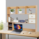 Wood Desk Hutch Organizer, Desktop Hutch with 8 Shelves & 4 Drawers, Vanity Desk with Hutch Top Only, Extendable Small Desk Shelf for Top of Desk, Desktop Bookcase Bookshelf for Home Office Generic