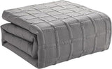VCNY Home - Full/Queen Quilt Set, Pinsonic Bedding with Matching Pillow Shams, Dorm Room Essentials, Super Soft Home Decor (Square Dark Grey, 3-Piece) VCNY Home