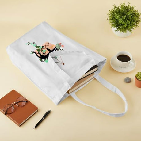 ERKOON Embroidery Canvas Tote Bag for Beginners, Needlepoint Arts Crafts Cross Stitch Kits for Adults Including Stamped Embroidery Bag with Hoops, Needle, Instruction and Color Threads (Cat) ERKOON