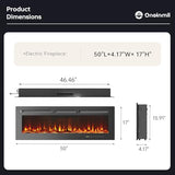 oneinmil 50” Smart Electric Fireplace Heater, Compatible with Alexa & Google Home, Wall Mount, in-Wall Recessed Fireplace Insert, Ajustable Flames, 750W/1500W Indoor Heater oneinmil