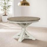 Roundhill Furniture Harola 7-Piece Dining Set, Round Pedestal Dining Table with 18" Leaf, 6 Side Chairs Roundhill Furniture