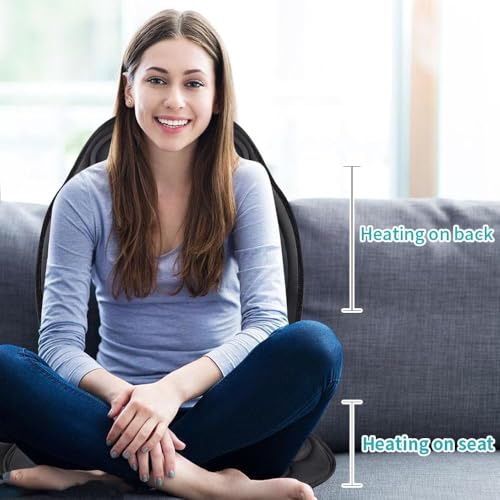 JOJOPEPE Back Massager with Heat,8 Vibration Motors Massage Chair Pad for Shoulder and Back, Deep Tissue Vibration Seat Cushion for Body Pain Relief，Home Office Chair Use, Gifts for Women,Men,Black JOJOPEPE