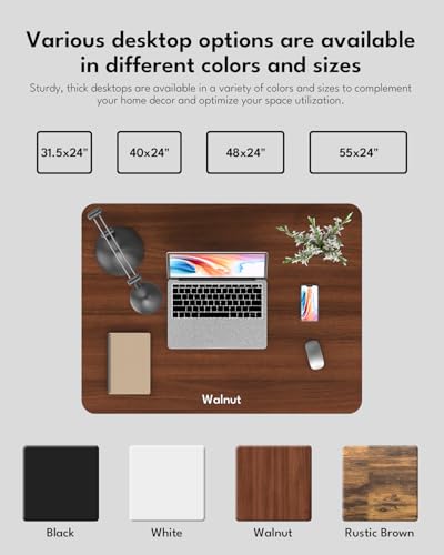 Zontera Standing Desk, Height Adjustable Electric Stand up Desk, 31.5 x 24 Inches Sit Stand Home Office Desk with Splice Board, Black Frame/Walnut Top Zontera
