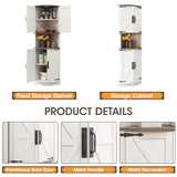 Vabches 64.8" Tall Farmhouse Corner Cabinet with 4 Doors and 5 Storage Shelves, Farmhouse Storage Cabinet with Barn Door Design, Home Space Saver for Living Room, Kitchen, Laundry Room,White Vabches