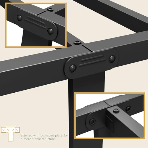 Vengarus Metal Bed Frame,Queen Size Bed Frame with Headboard,Structurally Stable, Heavy Duty Steel Slat Supported,Under Bed Storage,No Box Spring Needed,14 Inch,Black Vengarus