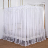Akiky Princess Canopy Bed Curtains Bed Canopy Curtains with Lights for Queen Size Bed Drapes,8 Panels Canopies with Lights,Room Décor (Full/Queen, White)