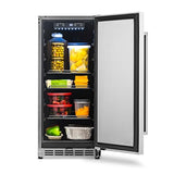 NewAir 15" Commercial Beverage Refrigerator | Weatherproof Stainless Steel Fridge | Built-In or Freestanding Outdoor Patio Fridge For Beer, Wine, Food NCR032SS00 NewAir