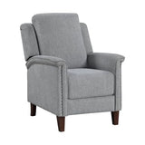 Lexicon Push Back Recliner Chair with Footrest, Reclining Sofa Armchair, Modern Chenille Fabric Recliner with Nailhead Trim for Living Room/Office/Apartment, Gray