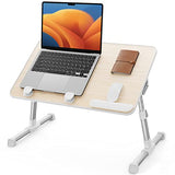 SAIJI Laptop Bed Tray Table, Adjustable Home Office Standing Desk Portable Lightweight Foldable Lap Desk for Sofa Couch Floor Working Studying Reading Writing Eating,Fit Up to 17" Laptop(Large,Teak) SAIJI