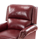 HULALA HOME Genuine Leather Wingback Recliner Chair with Thick Cushioned Seat, Traditional Push Back Leather Recliner with Nailhead Trim, Burgundy