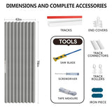 Jilron Accordian Door Curtain,Install Adhesive Track 100% Blackout Doorway Curtains,Suitable for Bedroom,Closet,Interior Room Divider,Gray 43" W×78" L,1 Piece Jilron