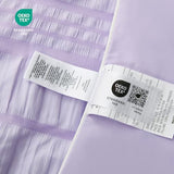 Cozy Bliss Seersucker Cooling Comforter Queen Size, Q-Max 0.45 Reversible Lightweight Cooling Blanket, Breathable Silk Smooth Summer Bedding Quilt for Hot Sleepers Night Sweats Purple Cozy Bliss