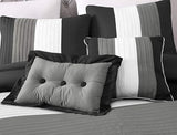 Chezmoi Collection Loft 8-Piece Luxury Striped Comforter Set (King, Black/Gray/White) Chezmoi Collection