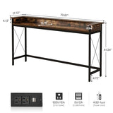 Tribesigns Sofa Table with Outlets and USB Ports, 70.9 inch Extra Long Console Table Behind Couch with Charging Station, Industrial Narrow Entryway Hallway Accent Table for Living Room Tribesigns