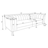 Coaster Home Furnishings - Chalet - Matte Velvet Fabric Upholstered Stationary Tufted Sofa with Tuxedo Arm and Pocket Coil Springs - Contemporary - Living Room - Blue - 509211 Coaster Fine Furniture