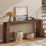 TRIBEWOOD Solid Wood Console Table for Entryway, 70.9-Inch Extra Long Farmhouse Sofa Table Behind Couch, for Living Room, Foyer, Hallway, Entrance, Rustic Brown TRIBEWOOD